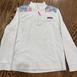 VINEYARD VINES WHITE & HAWAIIAN FLORAL SHEP SHIRT SWEATSHIRT GIRLS SIZE Medium